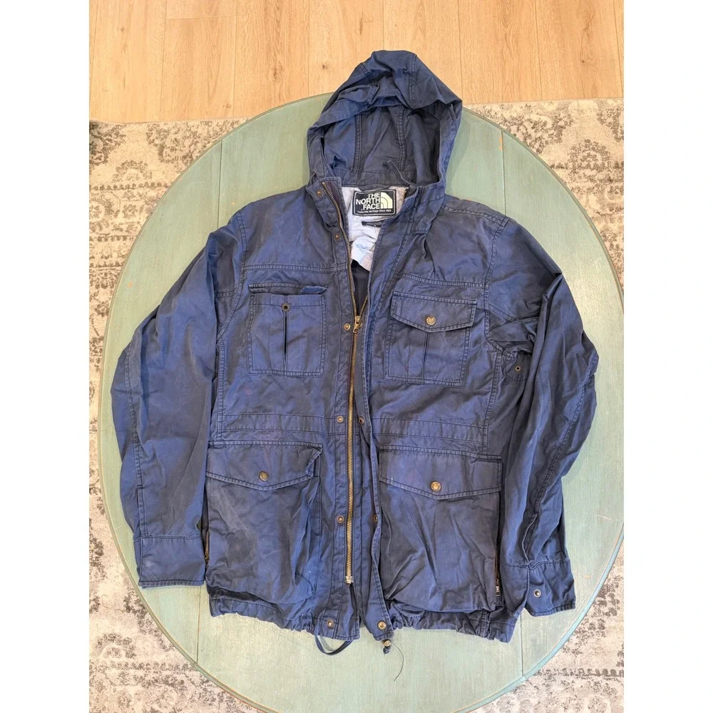 The North Face Mens Navy Blue California Heritage Field Jacket Hooded Size M